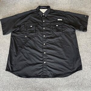 Columbia Bahama PFG Fishing Shirt Mens XXL Black Short Sleeve Omni Shade Vented‎